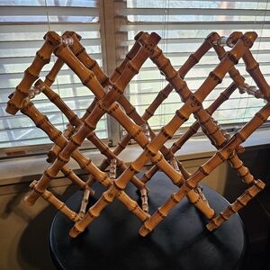 Bamboo Accordion Wine Rack - Natural Honey Brown.